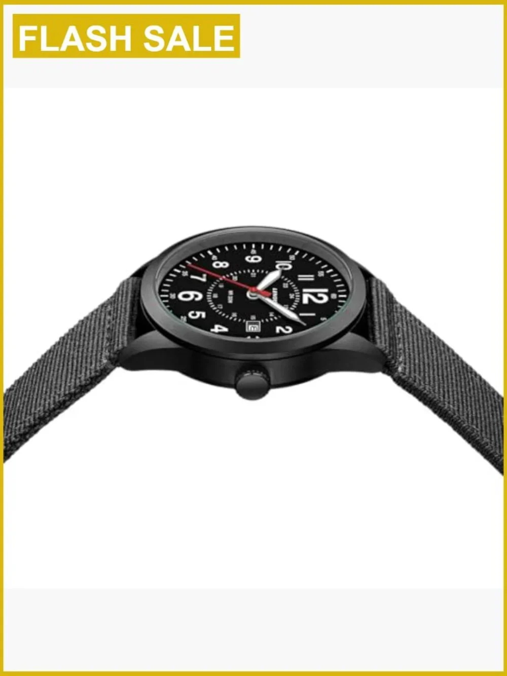 Military Watch for Men Analog Quartz Nylon Strap Water Resistant Luminous Date